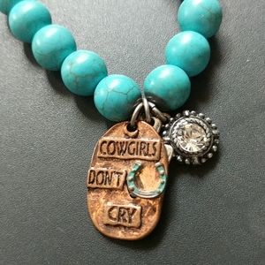 Turquoise Color Stretch Bracelet w Charms